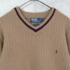 ポロ ラルフローレン ロゴ 刺繍 Vネック ニット ブラウン