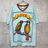 グッチ Vネック オーバーサイズ Tシャツ ブルー / ブラウン - NEWSED
