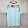 Gucci V 领超大 T 恤（蓝色/棕色）