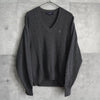 イヴ サンローラン ヴィンテージ Vネック YSLロゴ ニット グレー