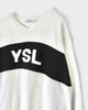 サンローラン ジーンズ ヴィンテージ Vネック YSLロゴ コットン ニット セーター ホワイト L メンズ
