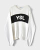 サンローラン ジーンズ ヴィンテージ Vネック YSLロゴ コットン ニット セーター ホワイト L メンズ
