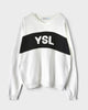 サンローラン ジーンズ ヴィンテージ Vネック YSLロゴ コットン ニット セーター ホワイト L メンズ