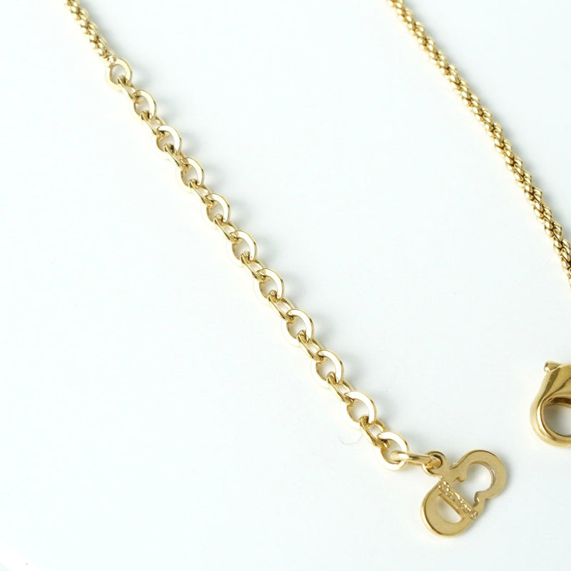 クリスチャン ディオール CDロゴ スクエア ラインストーン ネックレス GPゴールド