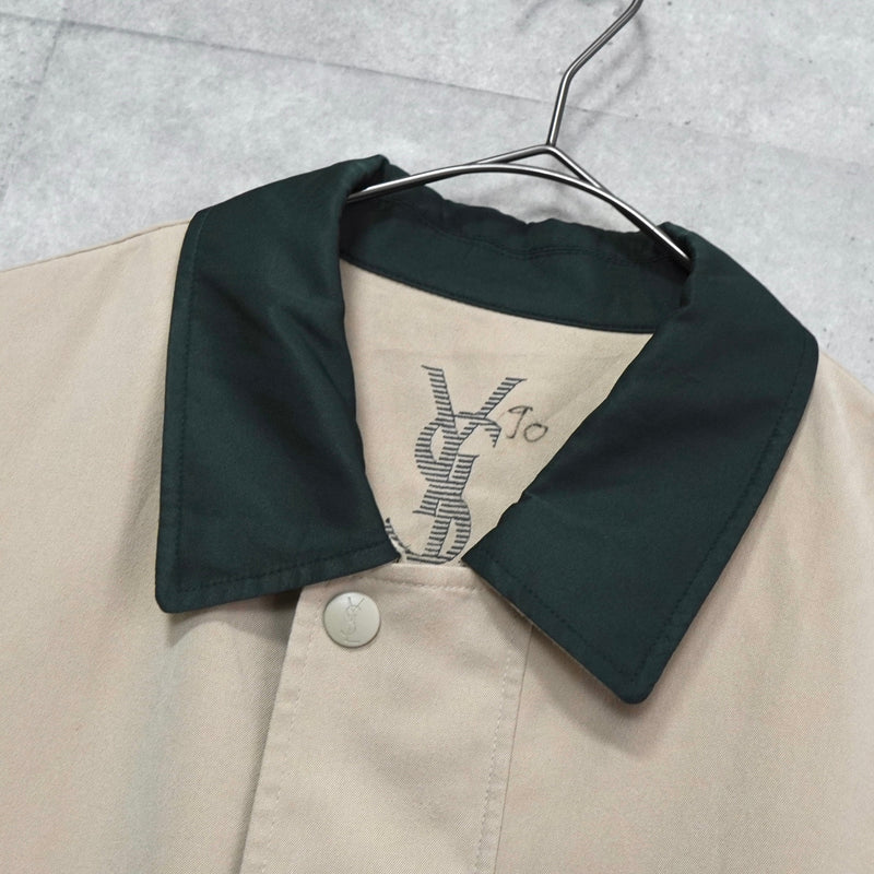 イヴ サンローラン ヴィンテージ YSLロゴ ブルゾン ジャケット ベージュ / モスグリーン