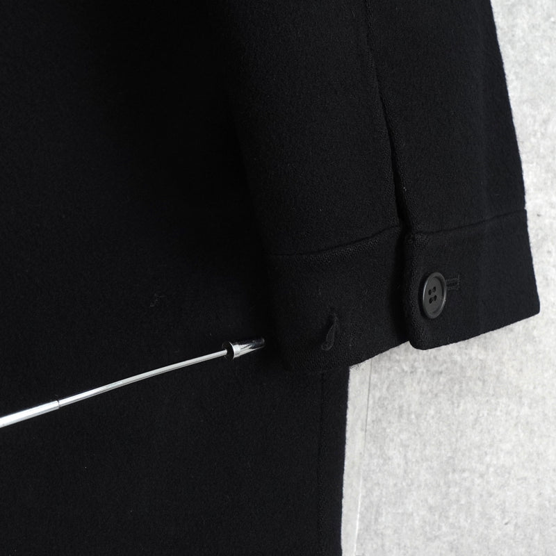 ラコステ ロゴパッチ ウールコート ミドルコート ブラック