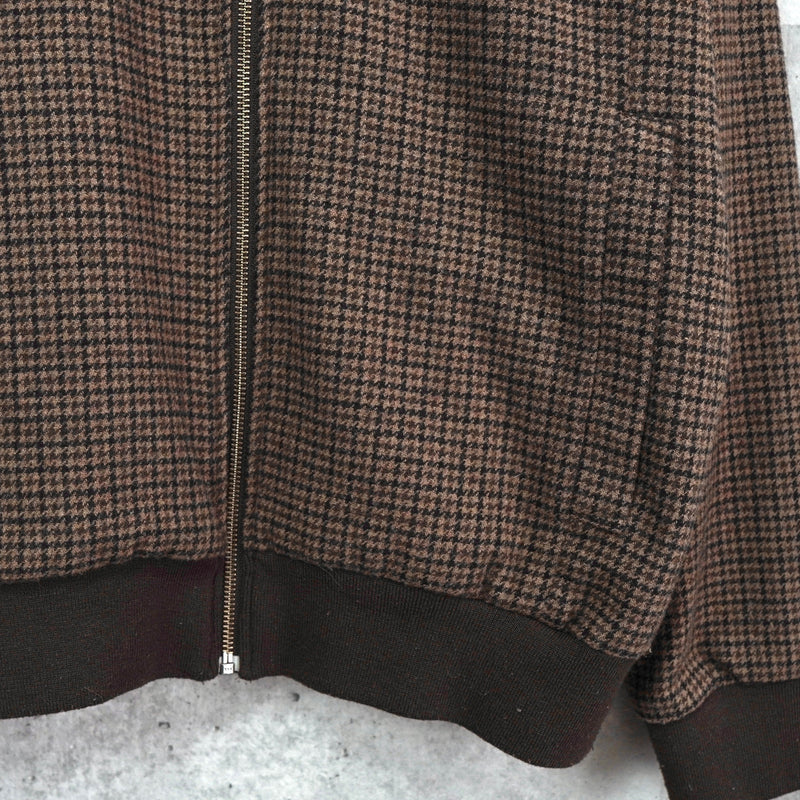 アディダス トレフォイルロゴ 千鳥格子柄 ウールジャケット ブルゾン ブラウン