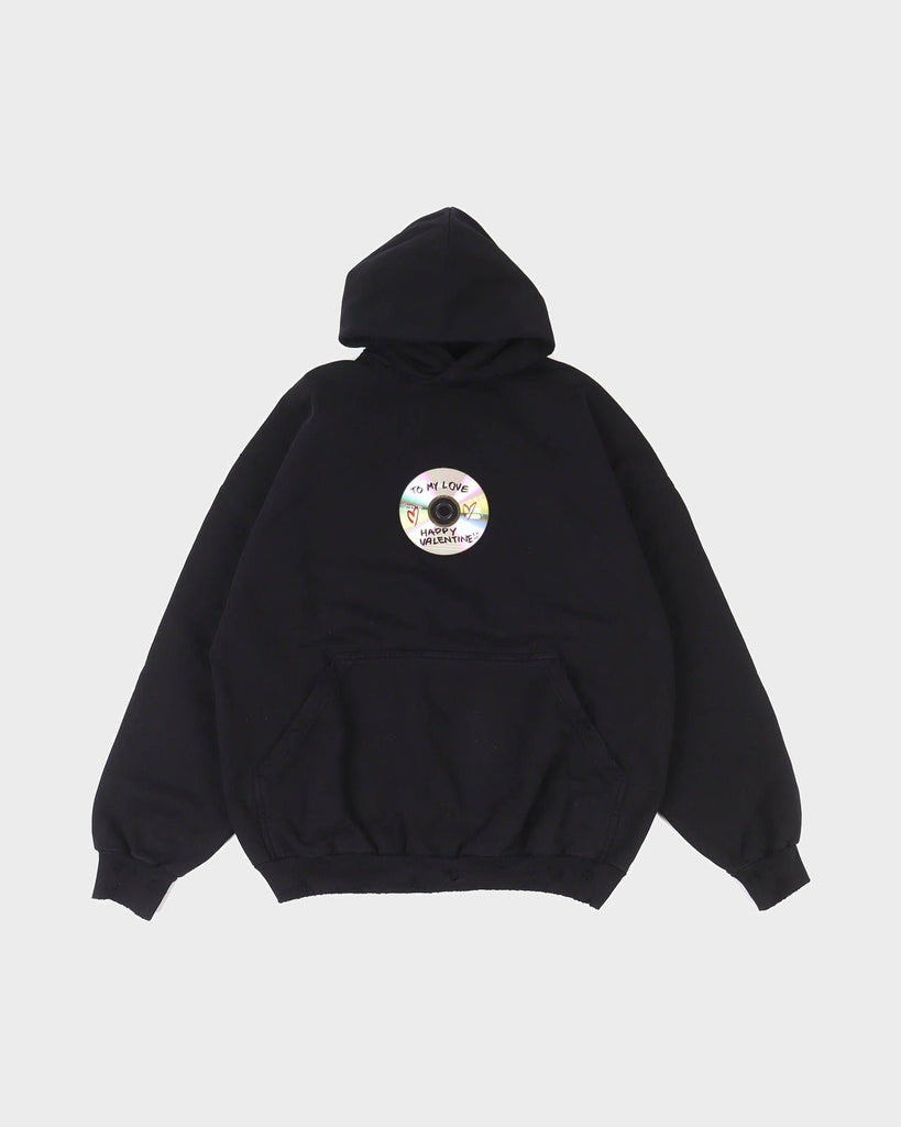 バレンシアガ VALENTINE CD HOODIE バレンタイン CDダメージ加工 プルオーバー パーカー ブラック 2 メンズ 未使用品