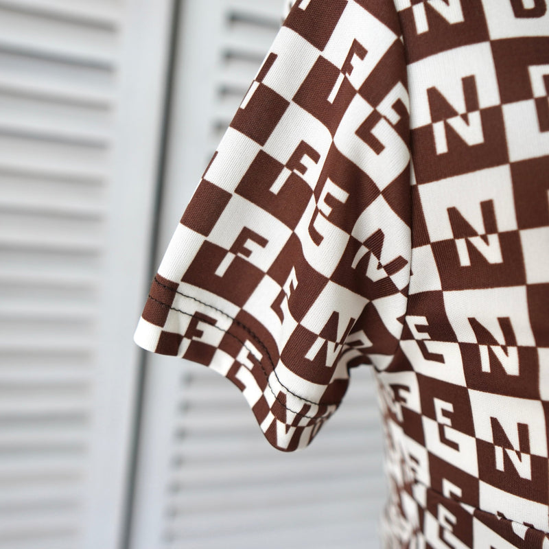 Vintage Logo Checkered Pattern Polo Shirt - NEWSED