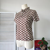 Vintage Logo Checkered Pattern Polo Shirt - NEWSED