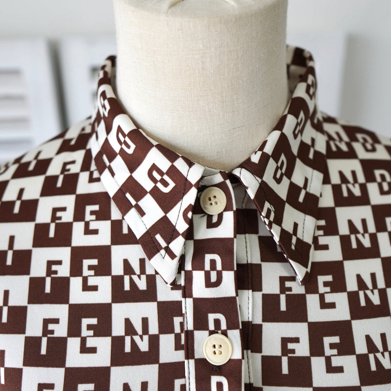 Vintage Logo Checkered Pattern Polo Shirt - NEWSED