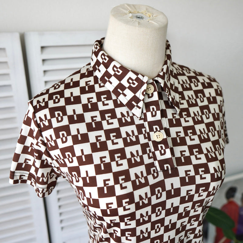 Vintage Logo Checkered Pattern Polo Shirt - NEWSED