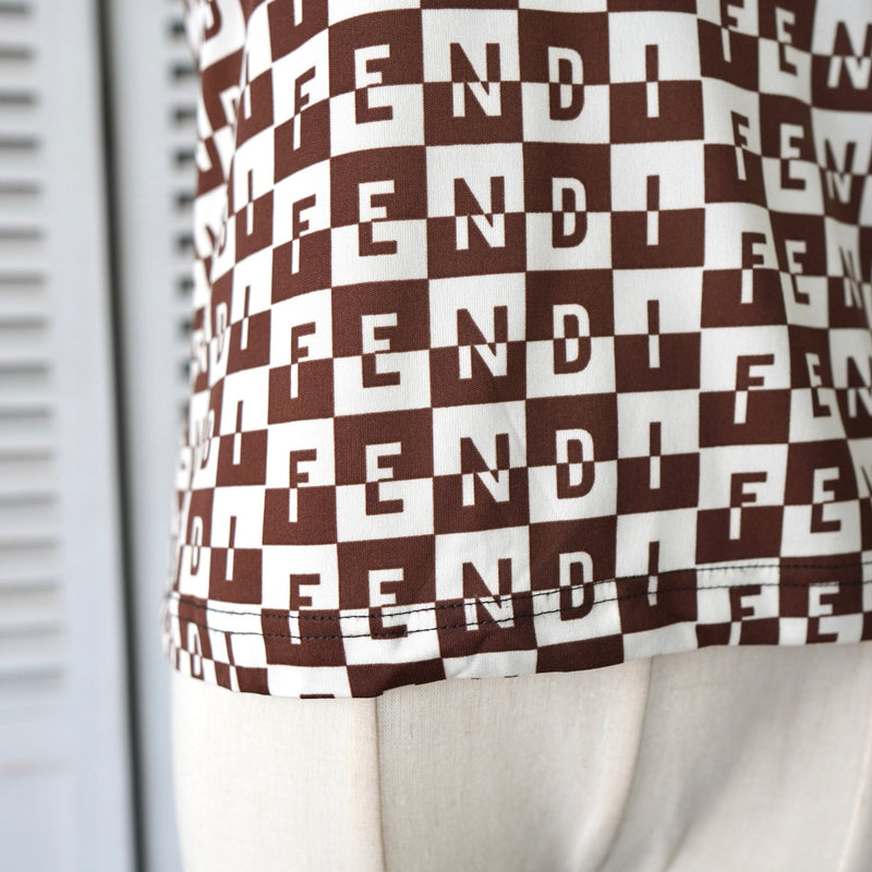 Vintage Logo Checkered Pattern Polo Shirt - NEWSED