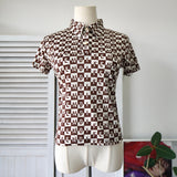Vintage Logo Checkered Pattern Polo Shirt - NEWSED