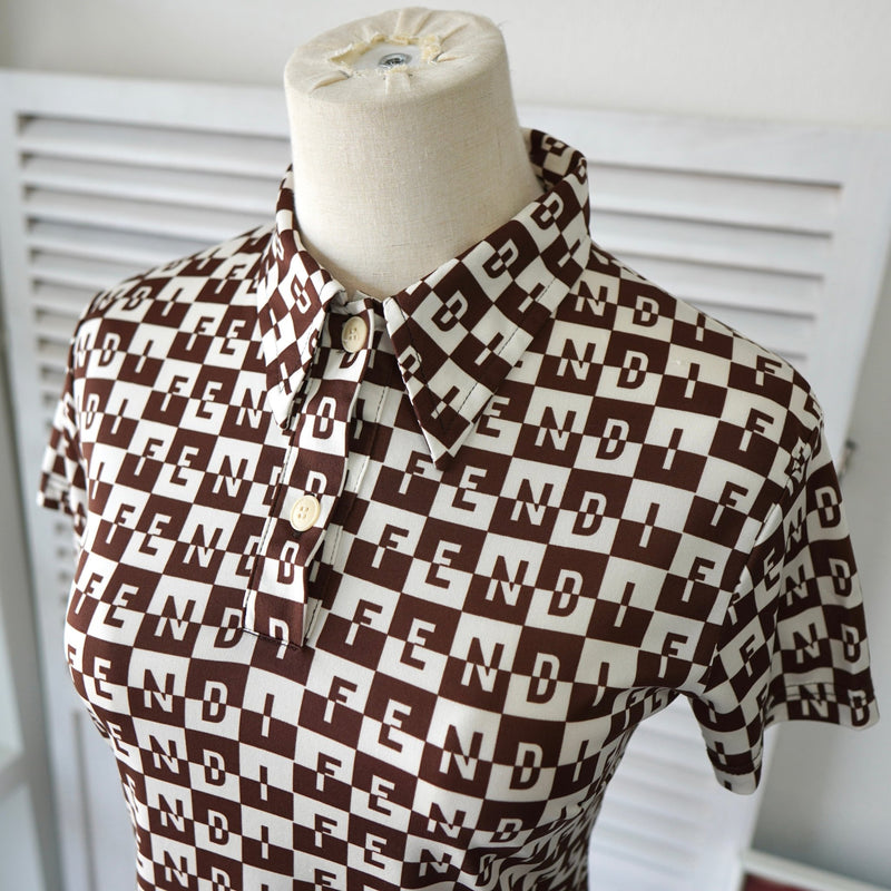 Vintage Logo Checkered Pattern Polo Shirt - NEWSED