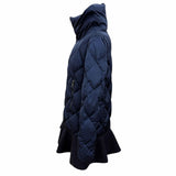 モンクレール VOUGLANS ブーラン 裾フレア 切り替えデザイン ZIP UP ダウンコート ネイビー 2 レディース - NEWSED