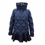 モンクレール VOUGLANS ブーラン 裾フレア 切り替えデザイン ZIP UP ダウンコート ネイビー 2 レディース - NEWSED
