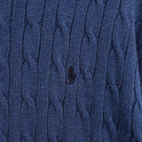 ポロ ラルフローレン ポニーロゴ ケーブル編み ニット ブルー
