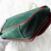 グッチ スエード / レザー バイカラー Wフラップ マリーナチェーン ショルダーバッグ グリーン / レッド