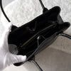 White Stitch Black Leather Hand Bag