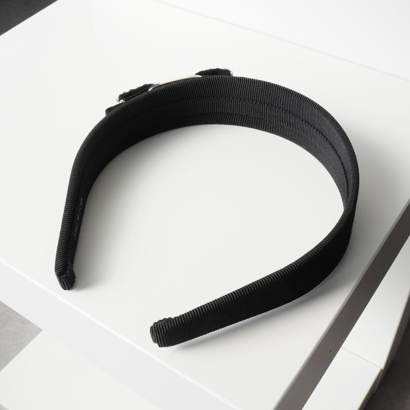 サルバトーレ フェラガモ ヴァラリボン ラインストーン ビジュー キャンバス カチューシャ ヘアバンド ブラック 箱付き