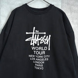 ステューシー World Tour ロゴ スウェット ブラック - NEWSED
