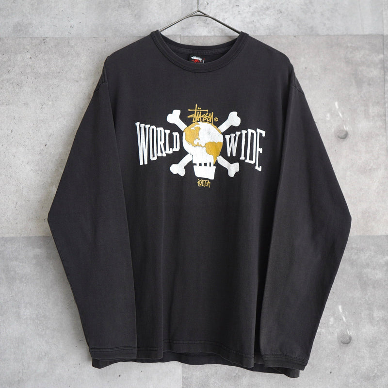 WORLD WIDE Print Long Sleeve Tee Shirt - NEWSED