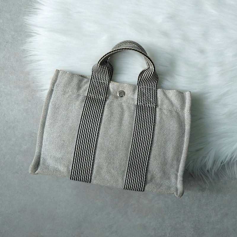 エルメス フールトゥPM キャンバス ハンドバッグ ホワイト / ブラック