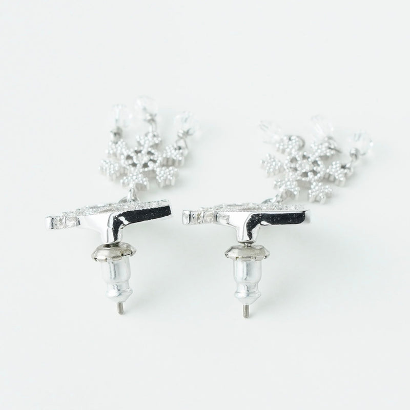 ディオール ロゴ ラインストーン スノー クリスタル ピアス シルバー