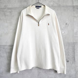 ポロ ラルフローレン ハーフジップ ハイネック スウェット トレーナー ホワイト XL〜2XL相当 - NEWSED