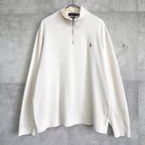 ポロ ラルフローレン ハーフジップ ハイネック スウェット トレーナー ホワイト XL〜2XL相当 - NEWSED