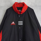 アディダス ナイロンジャケット バックロゴ ハイネック ブラック/レッド XL〜2XL相当 - NEWSED