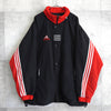 アディダス ナイロンジャケット バックロゴ ハイネック ブラック/レッド XL〜2XL相当