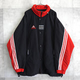 アディダス ナイロンジャケット バックロゴ ハイネック ブラック/レッド XL〜2XL相当 - NEWSED