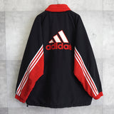 アディダス ナイロンジャケット バックロゴ ハイネック ブラック/レッド XL〜2XL相当 - NEWSED