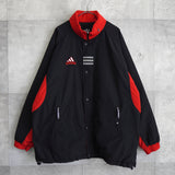 アディダス ナイロンジャケット バックロゴ ハイネック ブラック/レッド XL〜2XL相当 - NEWSED
