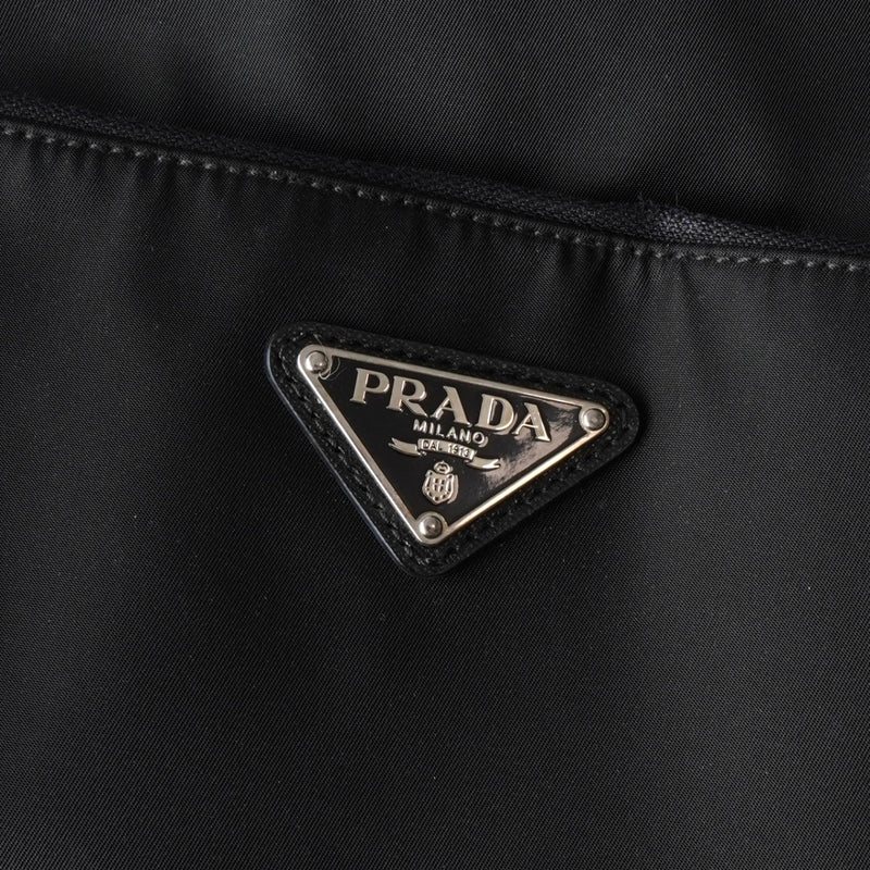 プラダ テスート ポコノ ナイロン / サフィアーノレザー トライアングルロゴ / キャリーバッグ ブラック