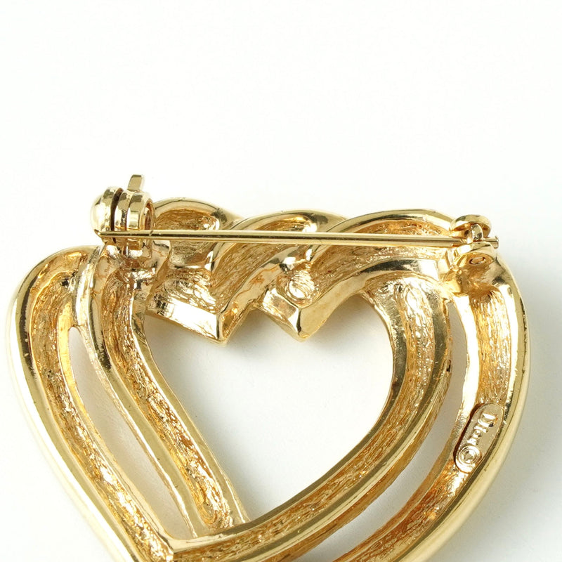 クリスチャン ディオール ハート ブローチ GP ゴールド / ブラック