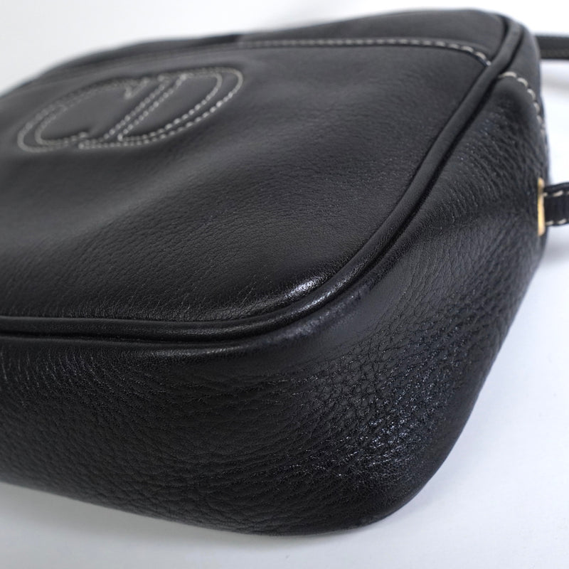 クリスチャン ディオール CDロゴ レザー ショルダーバッグ ブラック