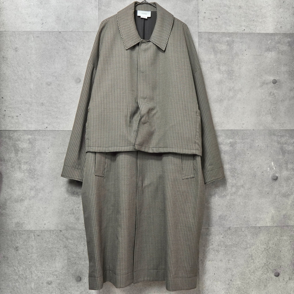 YOKE 3WAY BAL COLLAR COAT ヨーク チェック柄 ステンカラーコート ブルゾン スカート ベージュ メンズ