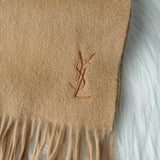 イヴ サンローラン ヴィンテージ YSLロゴ カシミア100% マフラー ベージュ - NEWSED