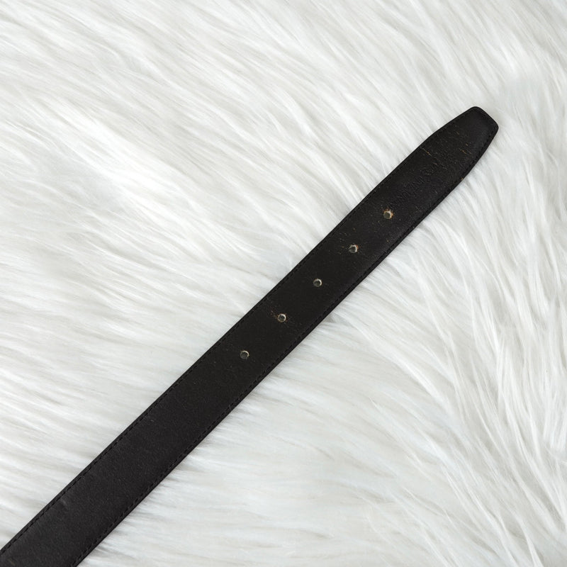 イヴサンローラン ヴィンテージ YSLロゴ シルバー金具 ベルト ブラック レディース - NEWSED