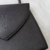 イヴサンローラン ヴィンテージ エンボス YSLロゴ レザー ハンドバッグ 自立型 ブラック