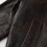 イヴ サンローラン ヴィンテージ YSLロゴ ボア襟 レザージャケット ブラウン メンズ - NEWSED