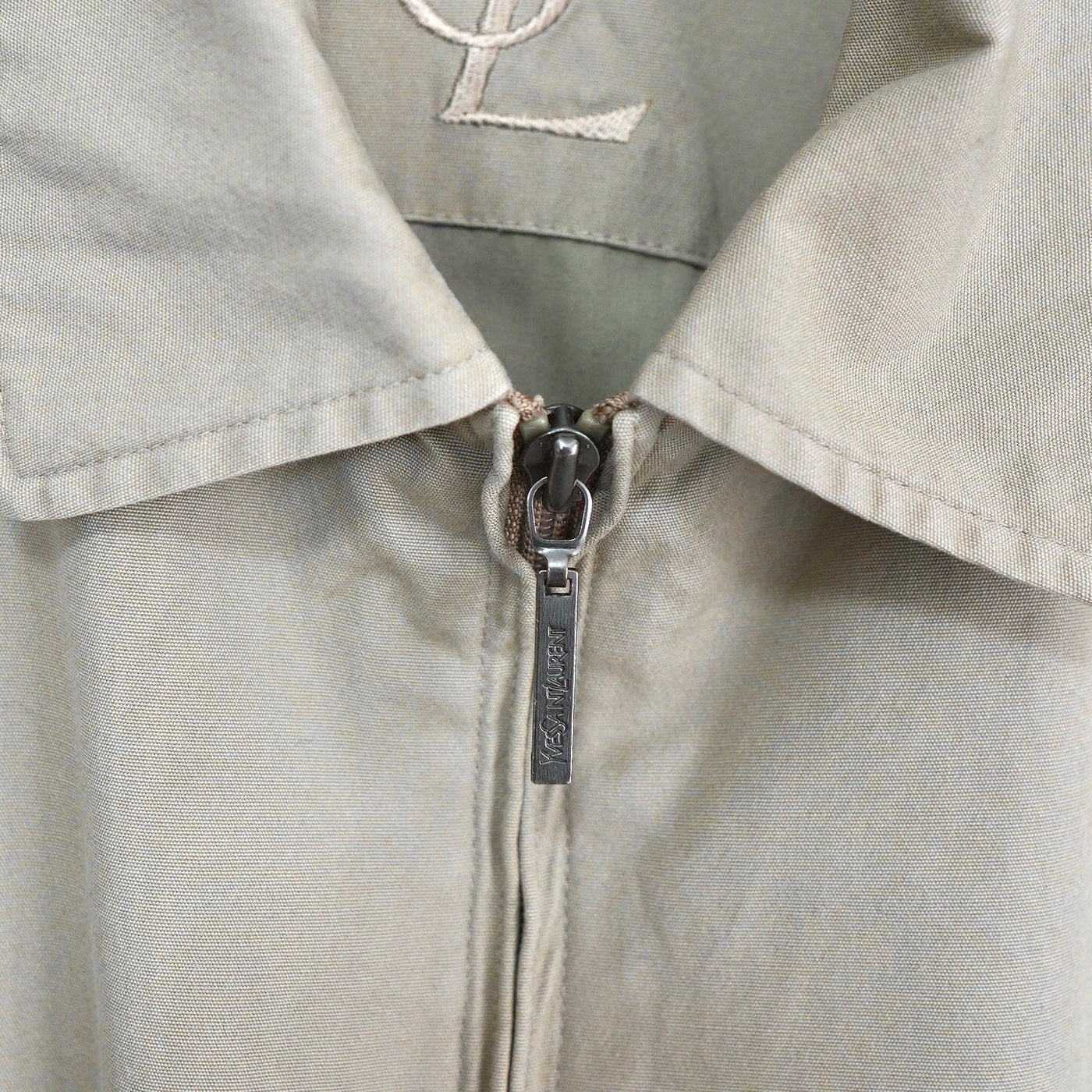 イヴサンローラン YSLロゴ 刺繍 コットンジャケット ブルゾン ベージュ