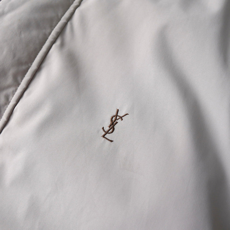 イブ サンローラン ヴィンテージ リバーシブル YSLロゴ 中綿ジャケット ダウンジャケット ホワイトベージュ/グレージュ - NEWSED