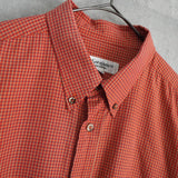 イヴ サンローラン ヴィンテージ YSLロゴ チェック柄 長袖シャツ オレンジ - NEWSED