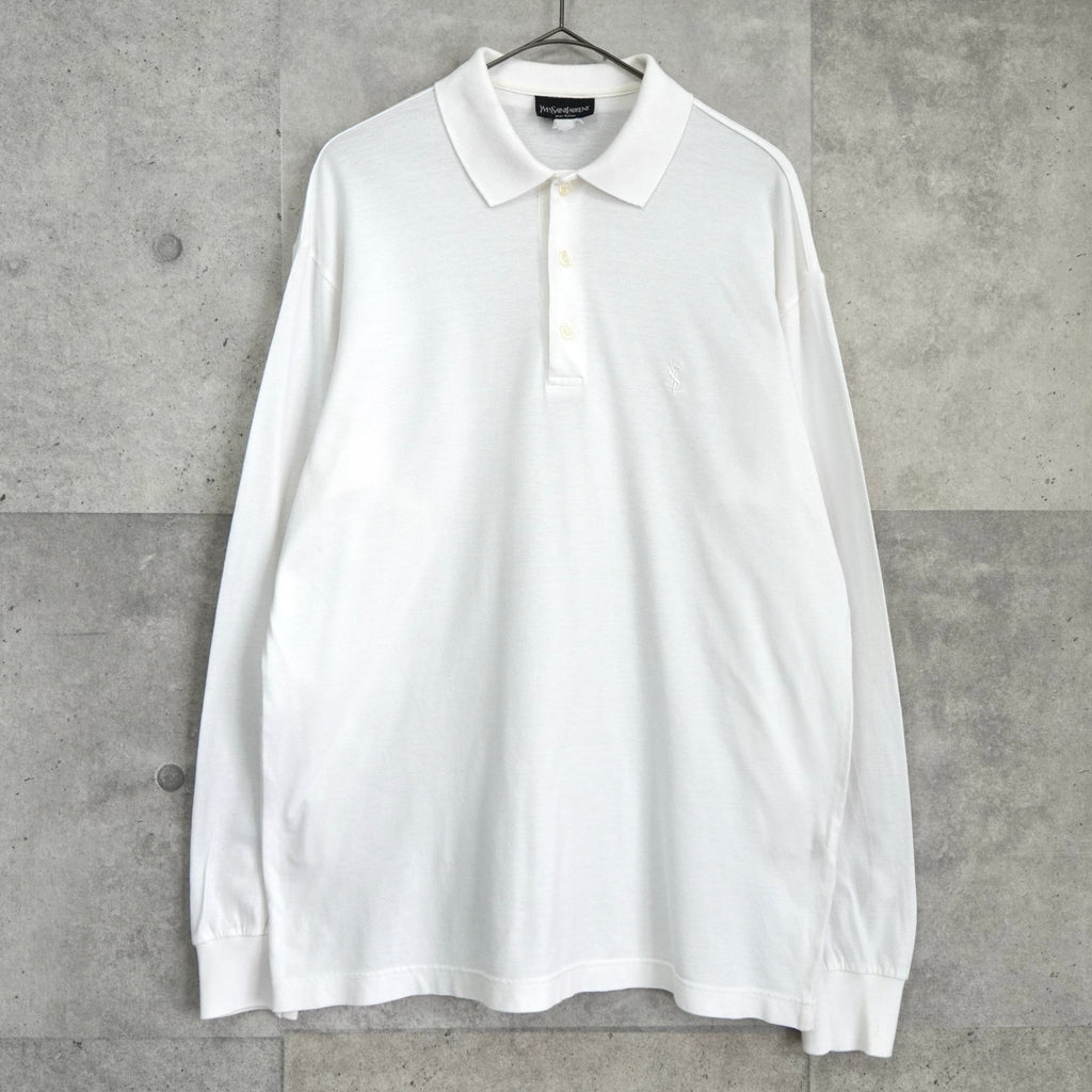 イヴ・サンローラン コットンニット ポロシャツ 半袖 ロゴ Yves Saint
