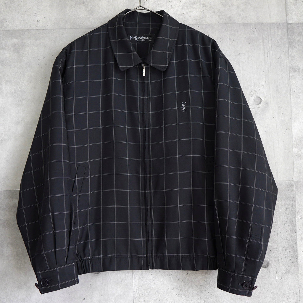 イブ サンローラン ヴィンテージ YSLロゴ ブルゾン チェック柄 薄手 - Main Image