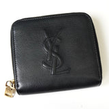 イヴサンローラン YSLロゴ レザー ラウンドファスナー 二つ折り財布 ブラック - NEWSED